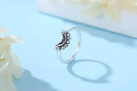 Anillo De Plata Original Para Mujer Con Estrellas Luna Sol Cristal Oro Pila De Anillos De Boda Aniversario Regalo Joyería - details 3