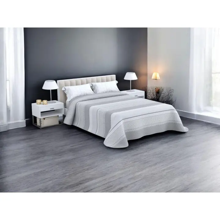 Colcha de Verano Reversible Alasca Gris | Ligera, Fresca y Moderna | Diseño Elegante para Dormitorio | Fácil de Lavar | Disponible en 90, 105, 135 y 150 cm - 1