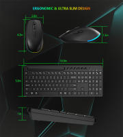 Teclado Inalámbrico Ergonómico Con Ratón Y Soporte Para Teléfono Multicolor Recargable 2.4G Para PC Laptop Windows - details 11