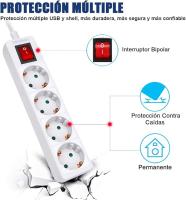 cables alargador para interior y exterior, naranja, flexible y de alta visibilidad, cable de alimentación/jardín,5m/15m/20m/30m // Regleta con 3/4/5/6 Enchufes e Interruptor, 3G x 1.5mm2 de Grosor alta calidad, Cable 1.5/3/5M, MAX 3680W, 16A, 250V - details 1
