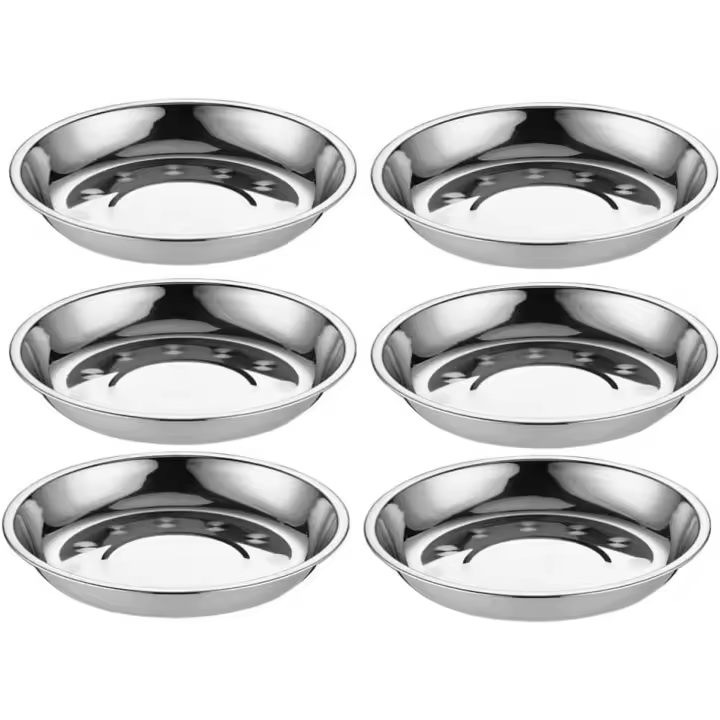 Stainless Steel Disc Round Tray 6Pcs Stainless Steel Plates for Hiking Picnic BBQ 15CM Dinner Camping Korean Snacks - 1