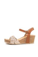 Lyla Wang sandalias doradas cuñas medianas de corcho con plataforma con tiras trenzadas mujer con hebilla - details 3