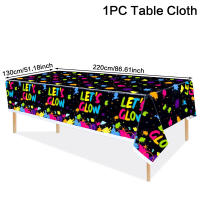 Mantel Desechable Let's Glow in the Dark Para Fiesta Neon Cubierta De Mesa Brilla Decoraciones De Cumpleaños Material De Poliéster - details 5