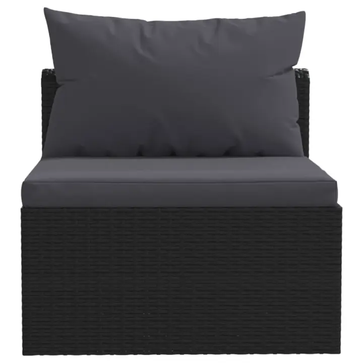 vidaXL Set de sofás de jardín 4 piezas y cojines ratán sintético negro - 1