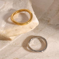 316l Acero inoxidable sin deslustre anillo de dos tonos declaración plata oro Color mezclado textura de Metal joyería de encanto de alta calidad - details 3