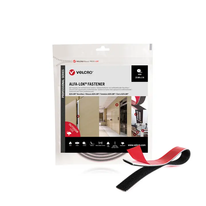 Cinta de Doble Cara Velcro alfa-lok Negro 25 mm x 3 m - 1