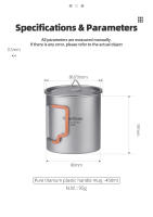 Taza De Camping Tiartisan De Titanio Puro Con Mango Colapsable De Silicona Ultraligera Portátil Para Té Y Café 450ml/750ml - details 8