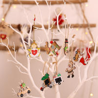 12Pcs Colgantes De Madera Para Navidad Ornamento De Árbol De Navidad Ángel De Coche Santa Claus Ciervo Decoración Para Casa Fiesta De Año Nuevo - details 1