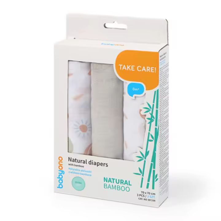 Babyono Pack 3 muselinas Natural bambú organico 70x70 cm Babyono - 1