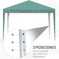 Outsunny Carpa Plegable 3x3 m Cenador de Jardín Gazebo con Bolsa de Transporte Altura Ajustable en 3 Niveles Anti-UV e Impermeable para Terraza Patio Playa Verde - details 8