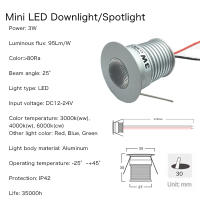 Luz De Gabinete Revestida 3W LED Mini Spot DC12V 24V Difusor De Pared Para Joyería Iluminación De Habitaciones Y Techo - details 1