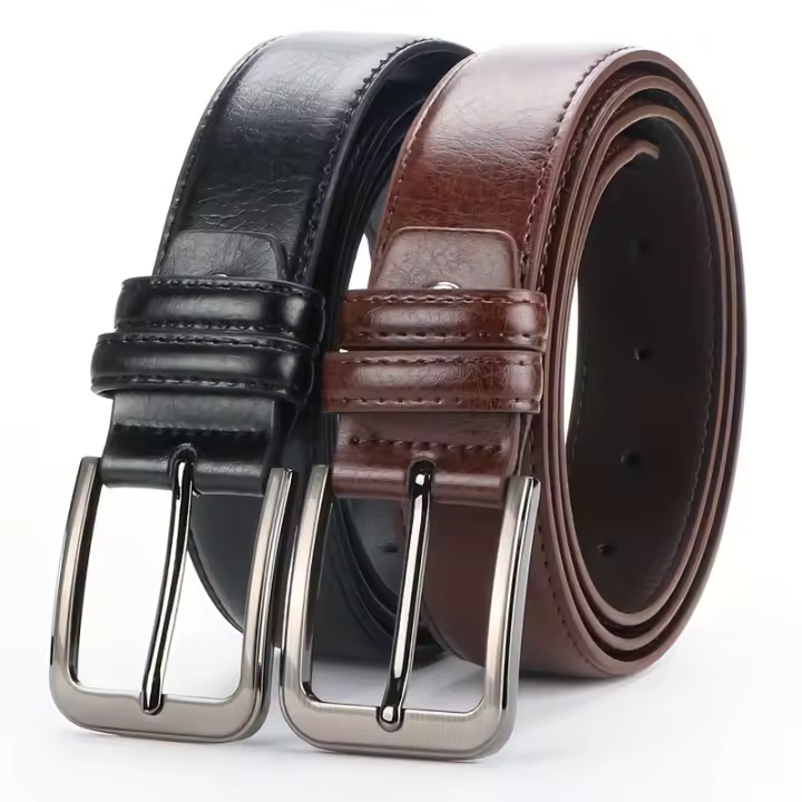 Cinturón De Cuero Para Hombres Con Hebilla De Punta Casual Retro Para Jeans Regalo De Día Del Padre Y San Valentín - 1