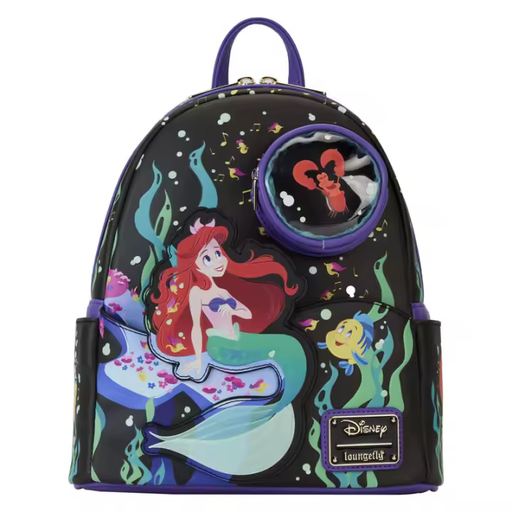 Mochila 35th Anniversary La Sirenita Disney Loungefly 26cm. Mochila ergonómica con amplio espacio. Diseño resistente y versátil para llevar tus pertenencias con estilo. - 1