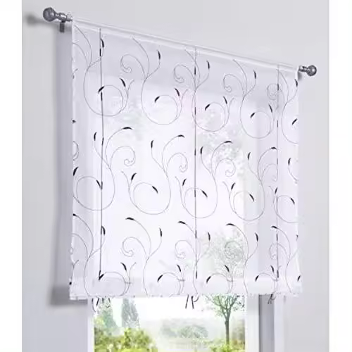 1 pieza cortina de ventana bordado floral Raffrollo gasa de alta calidad decoración de la habitación baño balcón (púrpura, 100_x_140_cm)-soleado - 1
