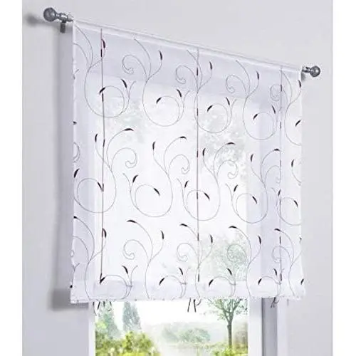 1 pieza cortina de ventana bordado floral Raffrollo gasa de alta calidad decoración de la habitación baño balcón (púrpura, 100_x_140_cm)-soleado - 1