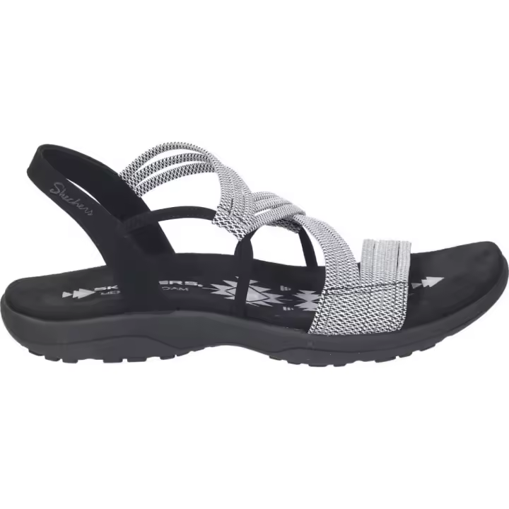 SKECHERS | Sandalias Planas Skechers Reggae Slim Skech Appeal para Mujer – Sandalia en Color Blanco y Negro – Sandalias de Verano sin Cierre – Slip On – Vegan – Cómodas y Versátiles – Casual – Modelo 41180-BKW - 1