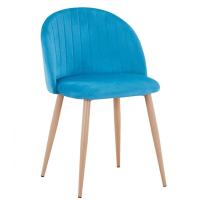 Silla VELVET NEW, patas metálicas, terciopelo turquesa 59 - 4 sillas FICHA TÉCNICA: -Silla de diseño, multiusos. -Patas metálicas con acabado en pintura epoxi imitación madera -Asiento y respaldo tapizados en terciopelo de color turquesa 59 - details 0