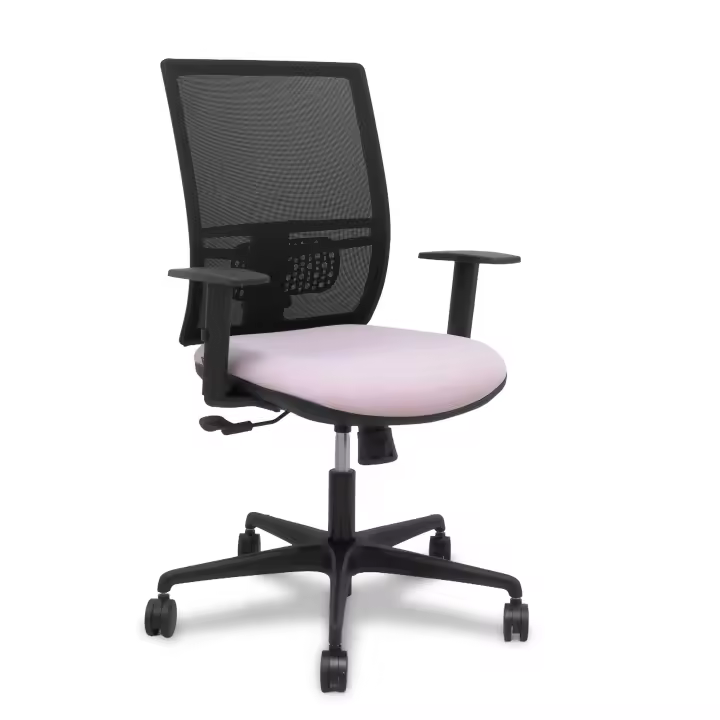 Silla Yunquera sincro malla negra bali rosa brazo regulable. - 1