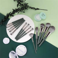 Conjunto de 14 brochas de maquillaje de lujo - Brochas profesionales de felpa verde para detalles completos de rostro y ojos - Ideal para base, contorno y difuminado - details 4