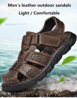 Zapatos De Cuero Genuino Para Hombres Sandalias Clásicas De Verano Para Exterior Caminar Transpirables Sandalias De Hombre - details 1