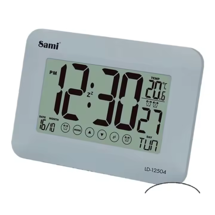 Reloj Digital de Sobremesa y Pared LoLek | Dígitos XL | Termómetro | Doble Alarma | Formato 12/24h | Panel Táctil | Funciona con 2 Pilas AAA | Idioma Español | Color Blanco o Plata | Ideal para Hogar y Oficina - 1