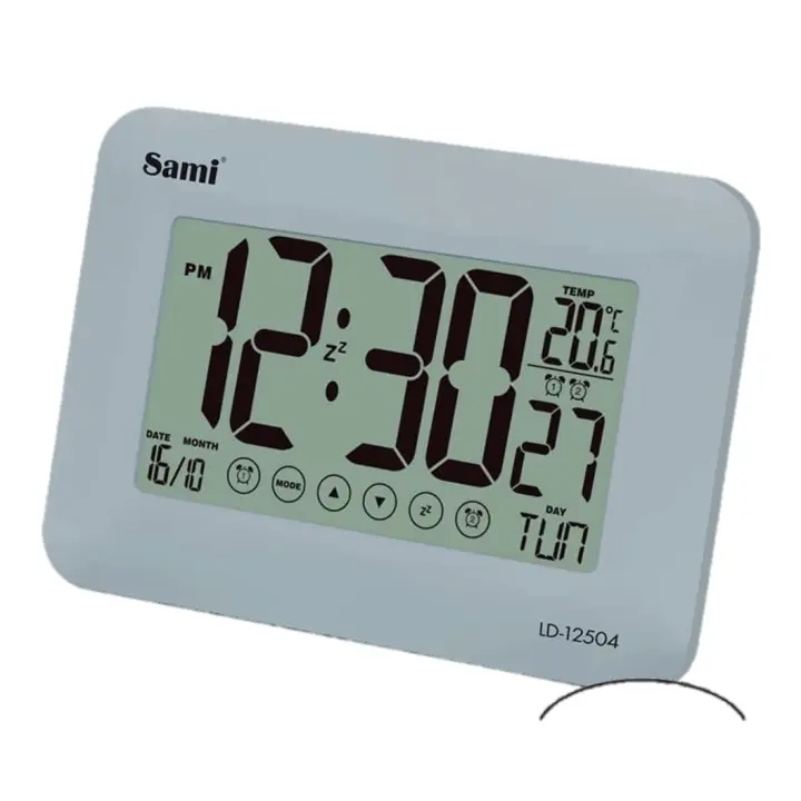 Reloj Digital de Sobremesa y Pared LoLek | Dígitos XL | Termómetro | Doble Alarma | Formato 12/24h | Panel Táctil | Funciona con 2 Pilas AAA | Idioma Español | Color Blanco o Plata | Ideal para Hogar y Oficina - 1