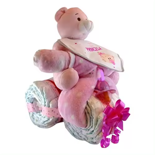 Tarta De Pañales Con Forma De Moto Para Niña - Tiernos Momentos - 1