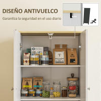 HOMCOM Alacena de Cocina Armario de Cocina Mueble Auxiliar de Cocina con 4 Puertas y Estantes Ajustables para Comedor Salón 60x30x183 cm Blanco - details 3
