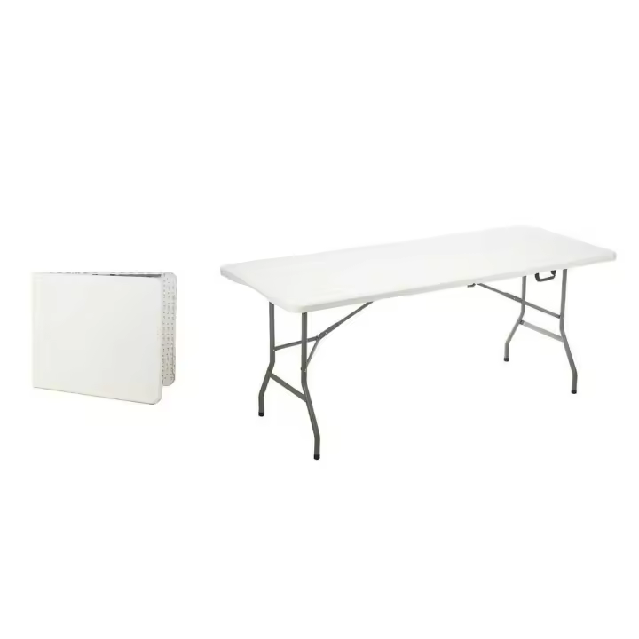Mesa Plegable Blanco Gris Polietileno 180 x 70 x 74 cm - 1