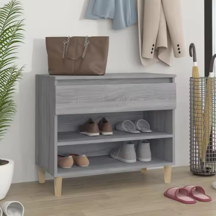 vidaXL Mueble zapatero madera contrachapada gris Sonoma 70x36x60 cm - 1