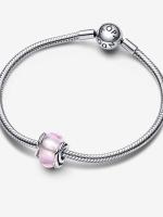 Pandora - Charm de cristal de Murano Rosa-Plata de Lei - details 1