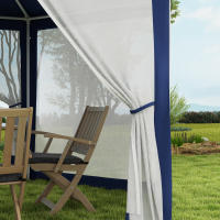 Gazebo 4x3m Hexagonal Impermeable Estable Resistente al Frío Gazebo con Mosquiteros Tienda de Fiesta Tienda de Jardín con 6 Paneles Laterales Gazebo de Jardín para Jardín de Camping, Azul - details 5