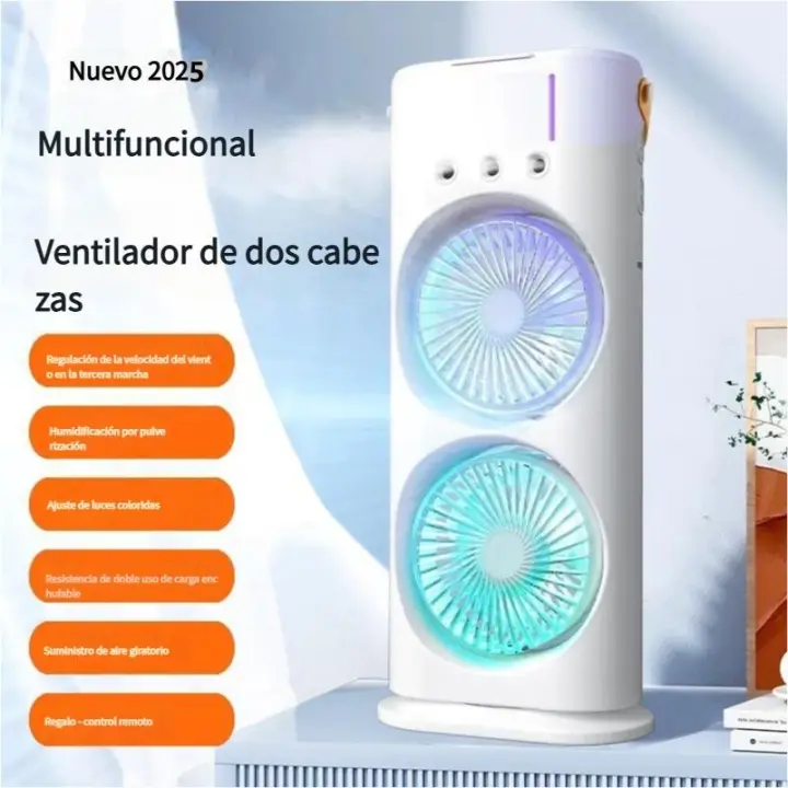 Ventilador de pulverización de tres orificios de enfriamiento con fuerte potencia eólica, cabezal de agitación de escritorio de doble cabezal - 1