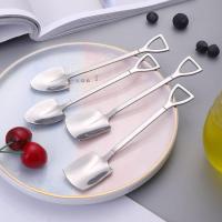 4 Pcs Stainless Steel Shovel Shape Spoon Pointed Spoon Coffee Tea Sugar Stirring Spoon Cake Dessert Spoon for Party - details 2
