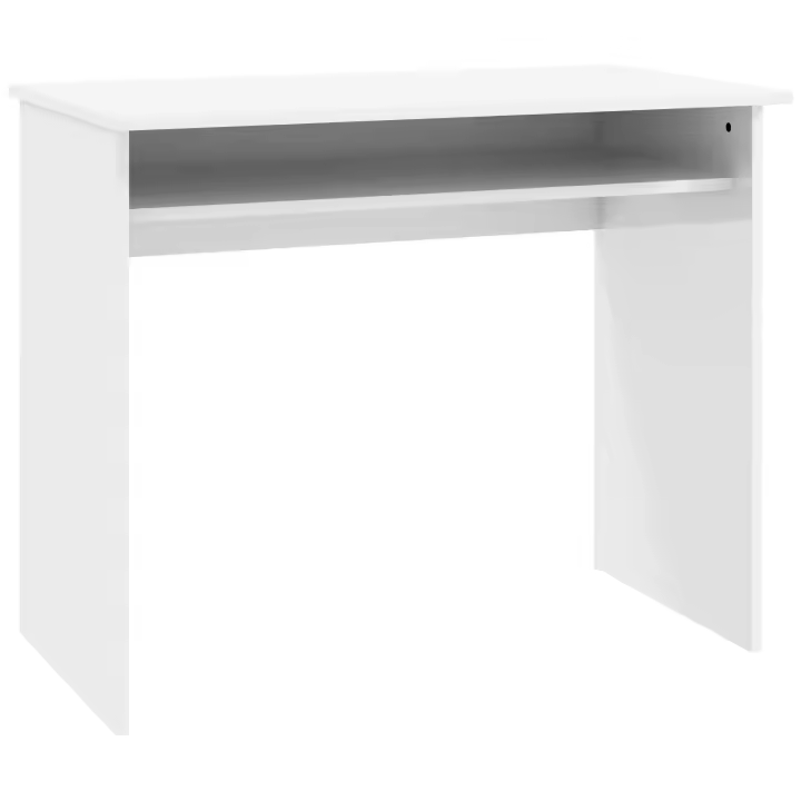 HOMCOM Escritorio de ordenador, diseño sobrio y compacto con 1 estante, tablero aglomerado, dim. 90W x 50D x 74H cm, lacado en blanco - 1