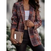 Abrigo Casual Para Mujer Con Punto Escocés Y Botón Único Talla S-XXL Chaqueta De Pato De Verano/Otoño De Poliéster - details 3
