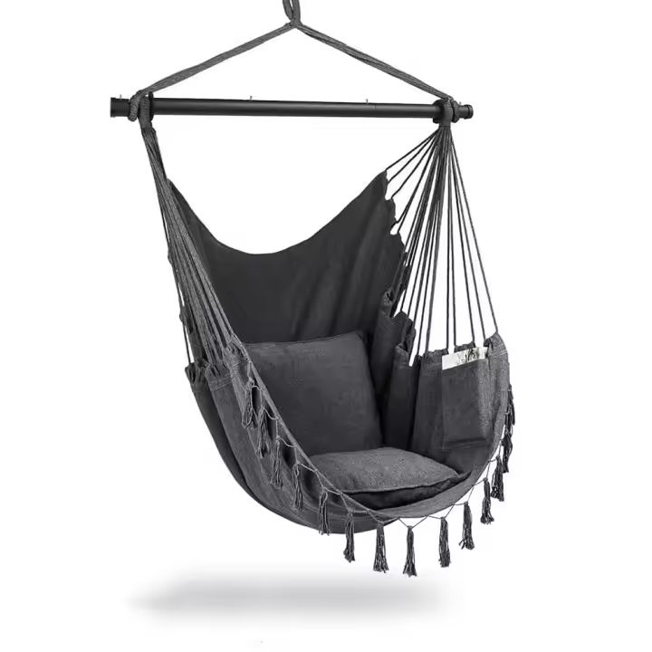 Silla Colgante con 2 Cojines y Bolsa - Silla Hamaca Colgante de Carga 330lbs para 2 Personas Adultos y niños, Mecedora, Hamacas Jardin Portátil para Interior y Exterior, Balcón - 1