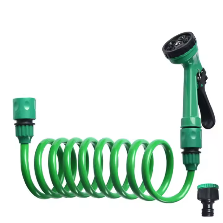 Mangera Espiral, extensible hasta 15 metros, Mangera de Jardín extensible con pistola, Chorro Tipo de 5, verde, Mangera de Resistencia con Modos de Riego y conector universal, use para Jardín, Terraza, local, LaVar El cocheetc. - 1