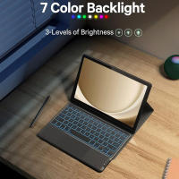 Funda Con Teclado Táctil Iluminado Para Samsung Galaxy Tab A9+ 11 2023 X210 X215 X216 Estilo Coreano Hebreo Español Material De Cuero - details 5