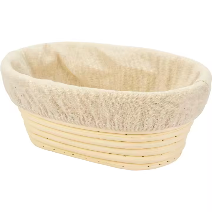 21cm/8 inch Oval Long Banneton  Bread Dough Proofing Rising Rattan Basket & Liner for Professional & Home Bakers - 1