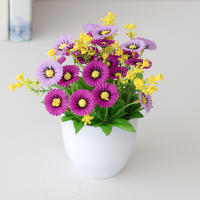 Maceta De Fleurocopia De Crisantemo Decorativa Para Escritorio Planta Falsa Permanente De Plástico Para Balcón O Terraza - details 2
