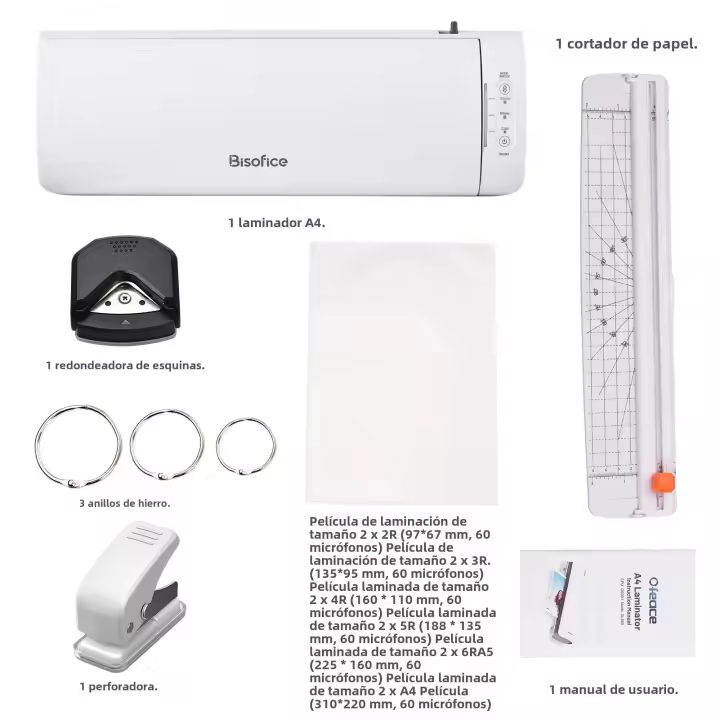 Máquina De Laminado De Escritorio Bisofice SL988 Tamaño A4 6IN1 Multifuncional Calentado Y Frío Para Bolsas De Laminado A4/A5/A6 - 1