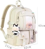 Mochila kawaii con lindos accesorios de pin, colgante de peluche Kawaii y tarjeta de dibujos animados - details 3
