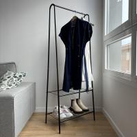 Gerimport Perchero de pie, Ropero Negro de Metal con 2 Estantes - 59x32x152 cm - details 0