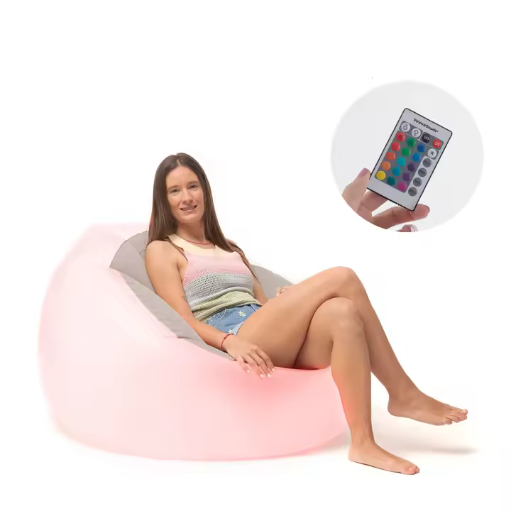 Innovagoods ®   Outdoor inflatable beanbag, armchair with multicolor led, waterproof, includes repair patch and remote control, ideal sofa for camping, pool, living room. - 1