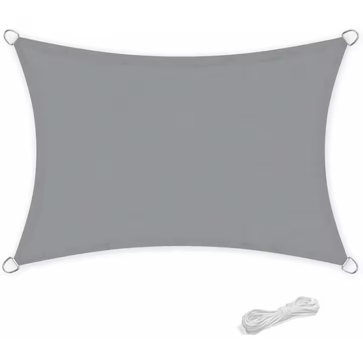 Toldo de vela impermeable, Rectangular, 2x3 metros, y Patio para jardín, protección 95% contra rayos UV, gris - 1