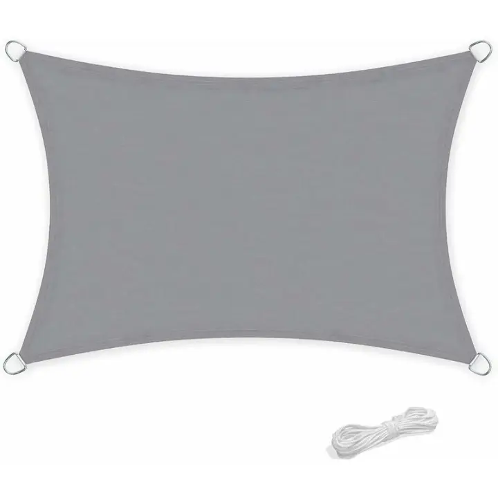Toldo de vela impermeable, Rectangular, 2x3 metros, y Patio para jardín, protección 95% contra rayos UV, gris - 1