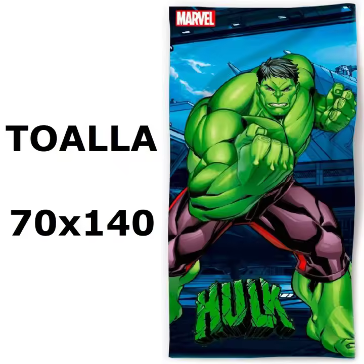 Toalla de playa Hulk Marvel,Toalla de baño Hulk Marvel,MICROFIBRA 100% POLYESTER,MEDIDAS 70x140cm,cm,fespu - 1