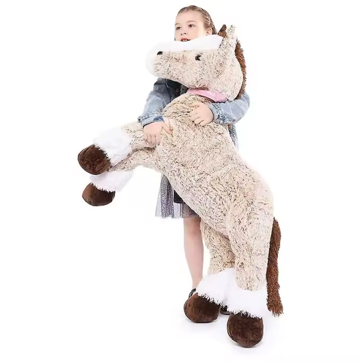 Caballos de peluche gigantes, juguete de pony de peluche realista para niños de 35 pulgadas GRIS - 1