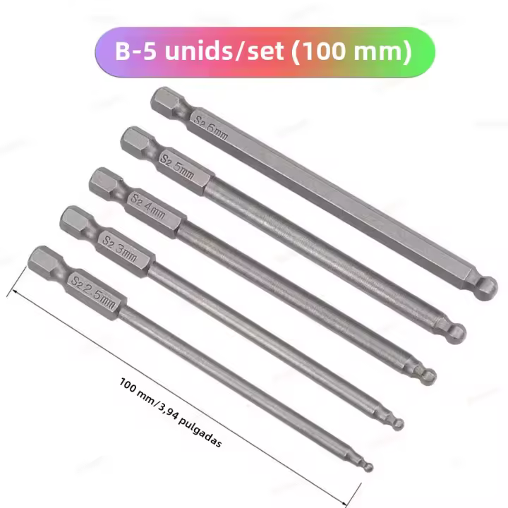 STONEGO Bits De Destornillador Hexagonal Magnético 1/4" Con Punta De Bola 65mm/100mm Para Taladro Eléctrico Set De Destornilladores - 1